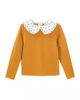 Толстовка для девочки с воротником «Питер Пэн» из трикотажного полотна горчичного цвета Dadati, горчичный