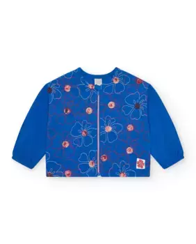 Толстовка для девочки с вышитыми цветами и застежкой-молнией Tuc tuc, синий