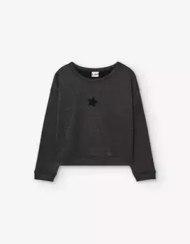 Толстовка для девочки со звездой и круглым вырезом Losan, черный