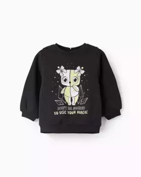 Толстовка для девочки, светится в темноте, висит Zippy, черный