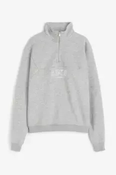 Толстовка для колледжа на молнии до половины H&M, серый