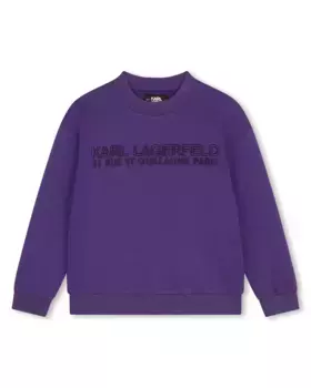 Толстовка для мальчика фиолетового цвета с логотипом спереди Karl Lagerfeld Kids