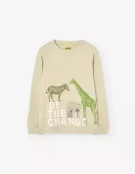 Толстовка для мальчика из 100% хлопка с рисунком спереди Losan, цвет Natural