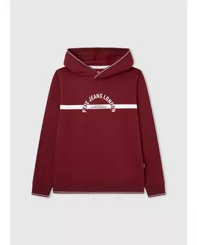 Толстовка для мальчика из ткани пике с фиксированным капюшоном Pepe Jeans, красный