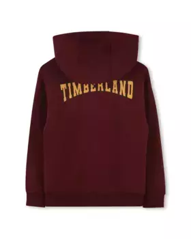 Толстовка для мальчика на молнии с капюшоном и логотипом на спине Timberland, бордовый