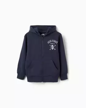 Толстовка для мальчика на молнии с капюшоном и рисунком на спине Zippy, темно-синий