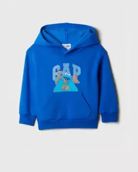 Толстовка для мальчика с длинными рукавами, капюшоном и логотипом бренда спереди Gap, цвет Azuln