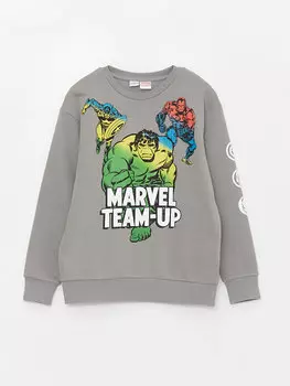 Толстовка для мальчика с длинными рукавами и круглым вырезом с принтом Marvel LCW Kids, серый