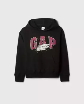 Толстовка для мальчика с капюшоном и логотипом бренда Gap, черный