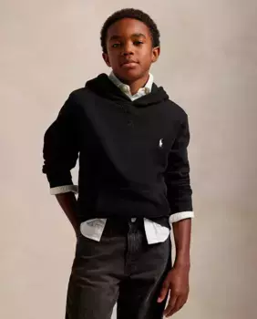 Толстовка для мальчика с капюшоном и вышитой лошадкой Polo Ralph Lauren, черный