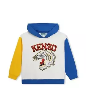 Толстовка для мальчика с капюшоном и рисунком спереди Kenzo Kids, белый
