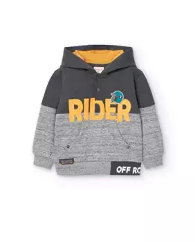 Толстовка для мальчика с капюшоном и карманом-кенгуру Boboli, серый