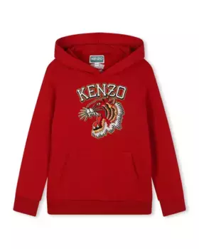 Толстовка для мальчика с капюшоном и карманом-кенгуру Kenzo Kids, красный