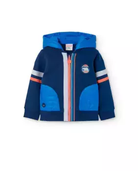 Толстовка для мальчика с капюшоном и застежкой-молнией Boboli, темно-синий