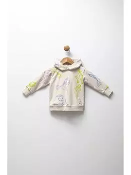 Толстовка для мальчика с капюшоном и длинными рукавами с принтом Moi Noi, бежевый