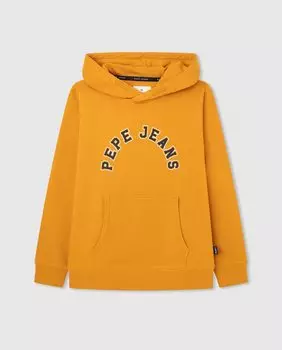 Толстовка для мальчика с капюшоном и карманом-кенгуру Pepe Jeans, горчичный