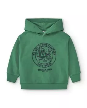 Толстовка для мальчика с капюшоном и набивным рисунком Charanga, зеленый