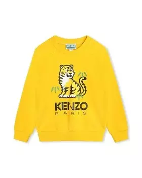 Толстовка для мальчика с круглым вырезом и рисунком спереди Kenzo Kids, желтый