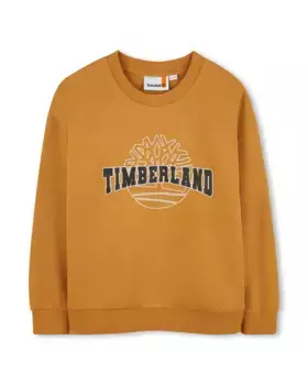 Толстовка для мальчика с круглым вырезом и логотипом спереди Timberland, цвет Mostaza