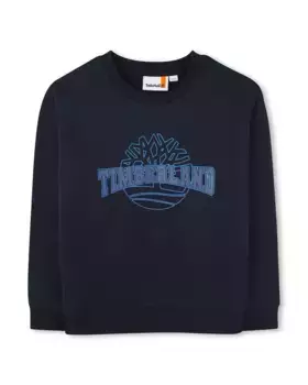 Толстовка для мальчика с круглым вырезом и логотипом спереди Timberland, темно-синий