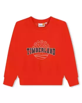 Толстовка для мальчика с круглым вырезом и логотипом спереди Timberland, красный