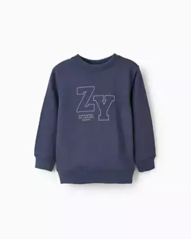 Толстовка для мальчика с круглым вырезом и логотипом спереди Zippy, темно-синий