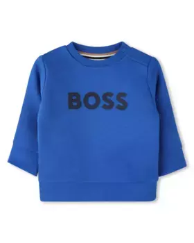 Толстовка для мальчика с круглым вырезом и логотипом спереди BOSS Kidswear, цвет Azul ndigo