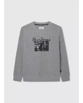 Толстовка для мальчика с круглым вырезом и фотопринтом Pepe Jeans, серый