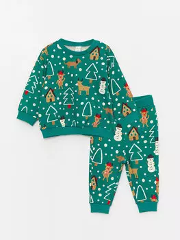 Толстовка для мальчика с круглым вырезом и нижняя часть спортивного костюма (2 шт.) LCW baby, средне-зеленый