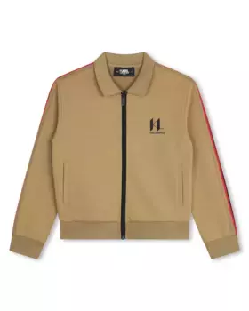 Толстовка для мальчика с молнией и логотипом сзади Karl Lagerfeld Kids, светло-коричневый