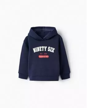Толстовка для мальчика с начесом внутри и принтом спереди Zippy, темно-синий