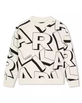 Толстовка для мальчика с принтом и круглым вырезом Karl Lagerfeld Kids, цвет Natural