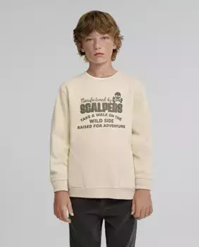 Толстовка для мальчика с принтом на круглой горловине спереди Scalpers, белый