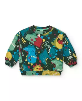 Толстовка для мальчика с разноцветным принтом динозавров Tuc tuc
