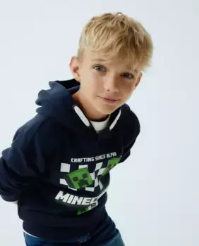 Толстовка для мальчика с закрытой лицензией Майнкрафт с капюшоном Kids El Corte Ingls, синий