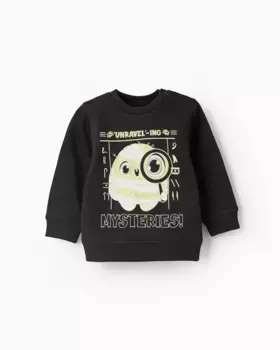 Толстовка для мальчика Светится в темноте с начесом Zippy, черный