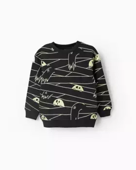 Толстовка для мальчика Светится в темноте с начесом Zippy, черный