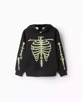 Толстовка для мальчика Светящаяся в темноте толстовка-маска с покрытием Zippy, черный