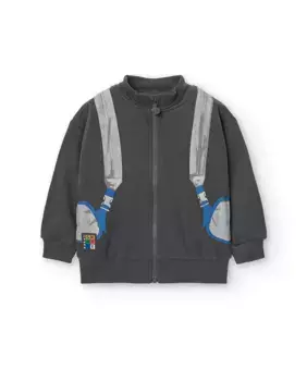Толстовка для мальчика Trompe l'oeil на молнии Boboli, темно-серый