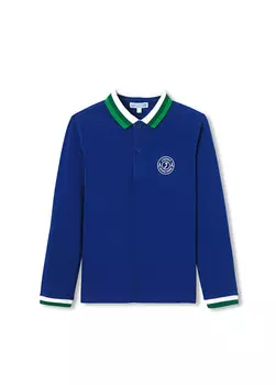Толстовка для мальчика в рубчик с воротником-поло Jacadi Paris, синий