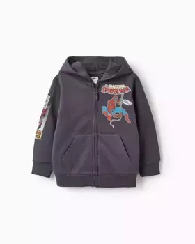 Толстовка для мальчика в стиле Человека-паука из 100% хлопка с начесом Zippy, темно-серый