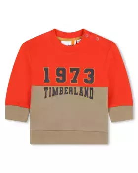 Толстовка для мальчика в стиле колор-блок с логотипом спереди Timberland, красный
