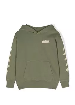 Толстовка для мальчиков цвета хаки с капюшоном Off-White