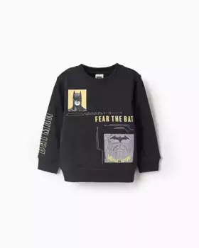 Толстовка для мальчиков из 100% хлопка с принтом Бэтмена Zippy, черный