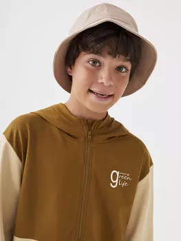 Толстовка для мальчиков из органического хлопка с капюшоном и цветными блоками, длинными рукавами LCW Kids