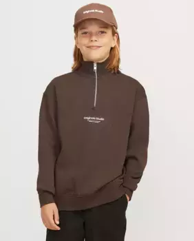 Толстовка для мальчиков на полумолнии Jack & Jones, коричневый