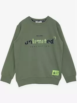 Толстовка для мальчиков с круглым вырезом и длинными рукавами с принтом Breeze, хаки
