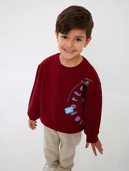 Толстовка для мальчиков с круглым вырезом и длинными рукавами с принтом Calimera Kids, бургундия