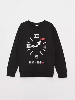 Толстовка для мальчиков с круглым вырезом и длинными рукавами с принтом LCW Kids, новый черный