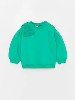 Толстовка для маленьких девочек с круглым вырезом и бантом с длинными рукавами LCW baby, мятно-зеленый